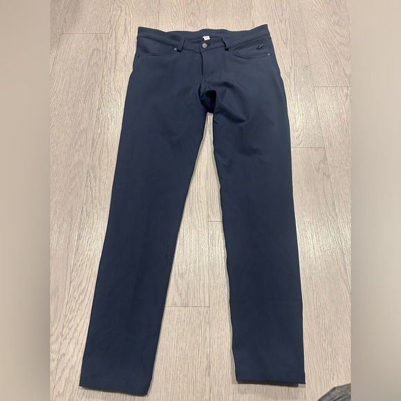 Lululemon Women Slim Fit Trousers Work Pants Navy Zipper Size 8